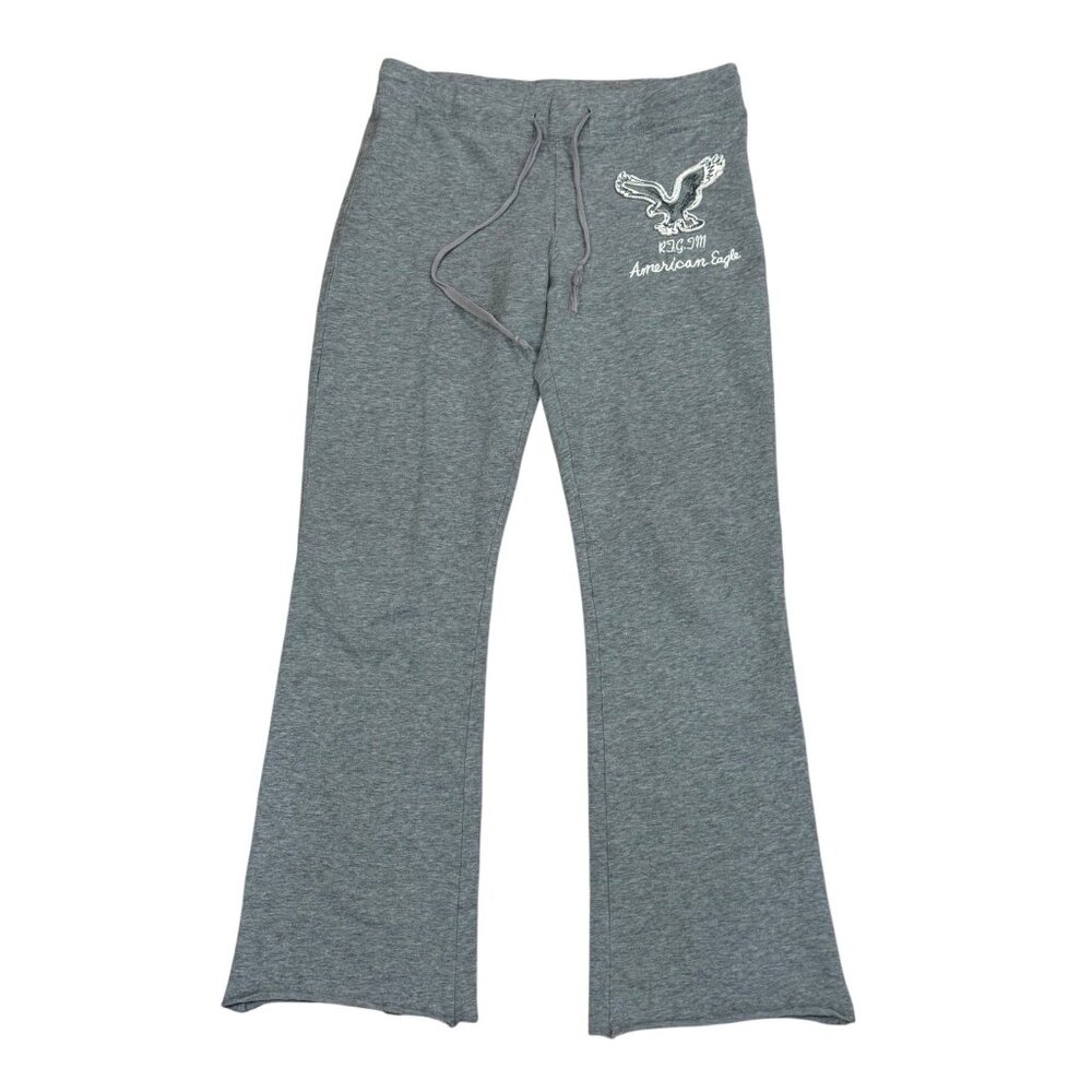 Y2K American Eagle Low Rise Gray Drawstring Athletic Flare Yoga Pants Large
